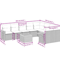 10-tlg. Garten-Sofagarnitur mit Kissen Grau Poly Rattan