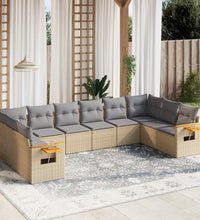 10-tlg. Garten-Sofagarnitur mit Kissen Beige Poly Rattan