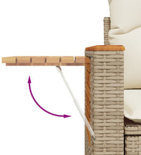 10-tlg. Garten-Sofagarnitur mit Kissen Beige Poly Rattan