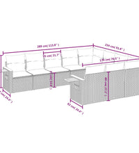 10-tlg. Garten-Sofagarnitur mit Kissen Grau Poly Rattan
