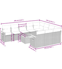 11-tlg. Garten-Sofagarnitur mit Kissen Grau Poly Rattan