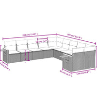 10-tlg. Garten-Sofagarnitur mit Kissen Schwarz Poly Rattan
