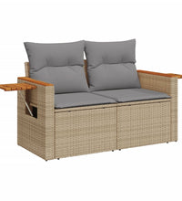 11-tlg. Garten-Sofagarnitur mit Kissen Beige Poly Rattan