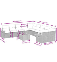 11-tlg. Garten-Sofagarnitur mit Kissen Beige Poly Rattan