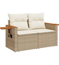 11-tlg. Garten-Sofagarnitur mit Kissen Beige Poly Rattan