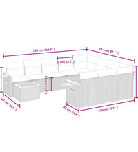 11-tlg. Garten-Sofagarnitur mit Kissen Beige Poly Rattan
