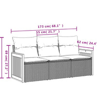 3-tlg. Garten-Sofagarnitur mit Kissen Beige Poly Rattan