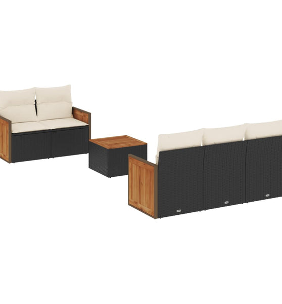 6-tlg. Garten-Sofagarnitur mit Kissen Schwarz Poly Rattan