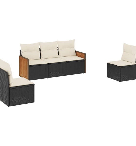 5-tlg. Garten-Sofagarnitur mit Kissen Schwarz Poly Rattan