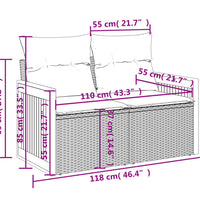 10-tlg. Garten-Sofagarnitur mit Kissen Beige Poly Rattan