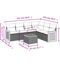 10-tlg. Garten-Sofagarnitur mit Kissen Beige Poly Rattan