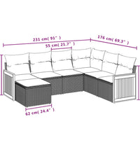 7-tlg. Garten-Sofagarnitur mit Kissen Beige Poly Rattan