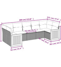 7-tlg. Garten-Sofagarnitur mit Kissen Beige Poly Rattan