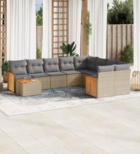 10-tlg. Garten-Sofagarnitur mit Kissen Beige Poly Rattan