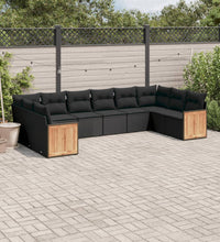 10-tlg. Garten-Sofagarnitur mit Kissen Schwarz Poly Rattan
