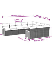 10-tlg. Garten-Sofagarnitur mit Kissen Beige Poly Rattan