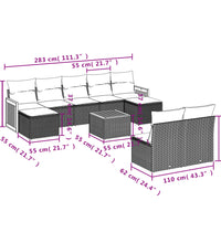 10-tlg. Garten-Sofagarnitur mit Kissen Grau Poly Rattan