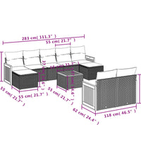 10-tlg. Garten-Sofagarnitur mit Kissen Schwarz Poly Rattan