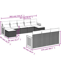 10-tlg. Garten-Sofagarnitur mit Kissen Grau Poly Rattan