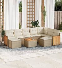 10-tlg. Garten-Sofagarnitur mit Kissen Beige Poly Rattan
