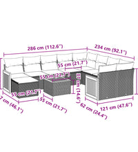 11-tlg. Garten-Sofagarnitur mit Kissen Beige Poly Rattan