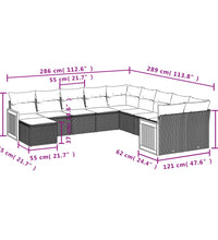 11-tlg. Garten-Sofagarnitur mit Kissen Beige Poly Rattan