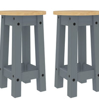 Barhocker 2 Stk. Grau Massivholz Kiefer