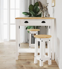 Barhocker 2 Stk. Weiß Massivholz Kiefer