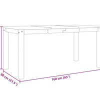 Esstisch Panama Grau 160x80x75 cm Massivholz Kiefer