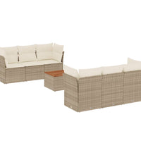 7-tlg. Garten-Sofagarnitur mit Kissen Beige Poly Rattan