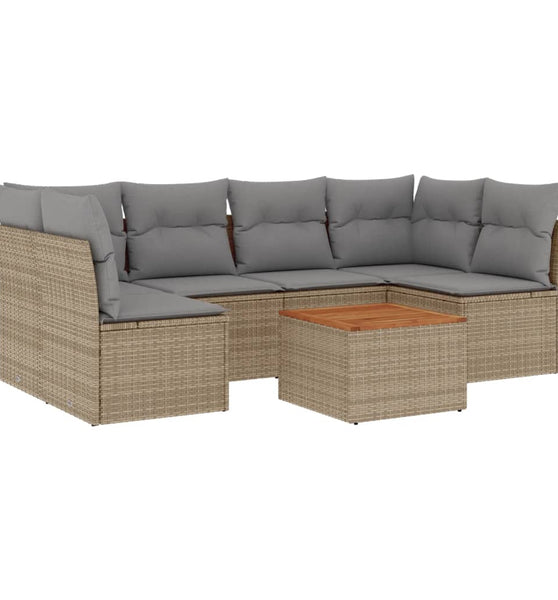 7-tlg. Garten-Sofagarnitur mit Kissen Beige Poly Rattan