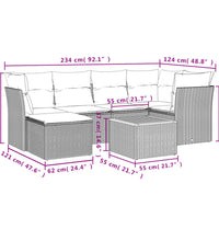 7-tlg. Garten-Sofagarnitur mit Kissen Beige Poly Rattan
