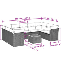 10-tlg. Garten-Sofagarnitur mit Kissen Beige Poly Rattan