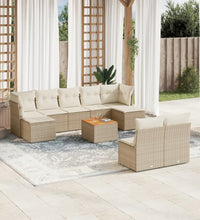 10-tlg. Garten-Sofagarnitur mit Kissen Beige Poly Rattan