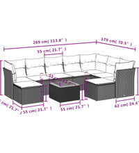 10-tlg. Garten-Sofagarnitur mit Kissen Schwarz Poly Rattan