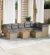 10-tlg. Garten-Sofagarnitur mit Kissen Beige Poly Rattan