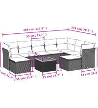 10-tlg. Garten-Sofagarnitur mit Kissen Grau Poly Rattan