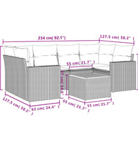 7-tlg. Garten-Sofagarnitur mit Kissen Beige Poly Rattan