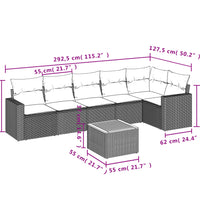 7-tlg. Garten-Sofagarnitur mit Kissen Beige Poly Rattan