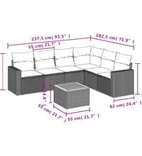 7-tlg. Garten-Sofagarnitur mit Kissen Beige Poly Rattan
