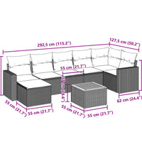8-tlg. Garten-Sofagarnitur mit Kissen Schwarz Poly Rattan
