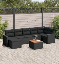 8-tlg. Garten-Sofagarnitur mit Kissen Schwarz Poly Rattan
