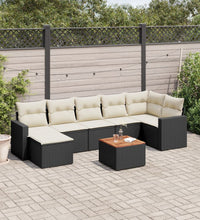 8-tlg. Garten-Sofagarnitur mit Kissen Schwarz Poly Rattan