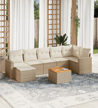 8-tlg. Garten-Sofagarnitur mit Kissen Beige Poly Rattan