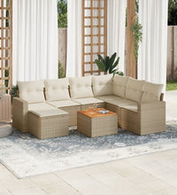 8-tlg. Garten-Sofagarnitur mit Kissen Beige Poly Rattan