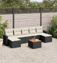 8-tlg. Garten-Sofagarnitur mit Kissen Schwarz Poly Rattan