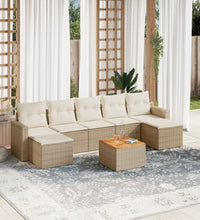 8-tlg. Garten-Sofagarnitur mit Kissen Beige Poly Rattan