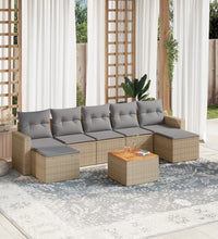 8-tlg. Garten-Sofagarnitur mit Kissen Beige Poly Rattan