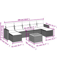 8-tlg. Garten-Sofagarnitur mit Kissen Grau Poly Rattan