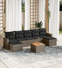 8-tlg. Garten-Sofagarnitur mit Kissen Grau Poly Rattan